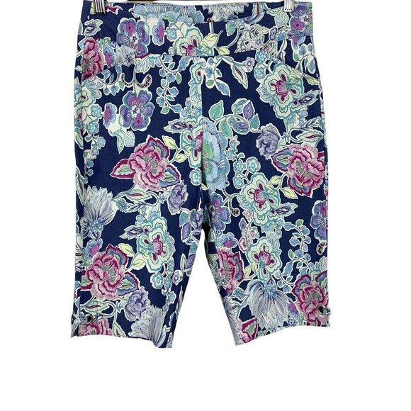 Carre Noir Medium Shorts Floral Knee Length Pockets Stretch Fitted NEW 31" Waist - Picture 1 of 7